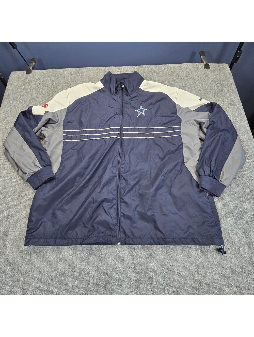 Reebok Dallas Cowboys Windbreaker 2XL Navy Gray White SI NFL Jacket